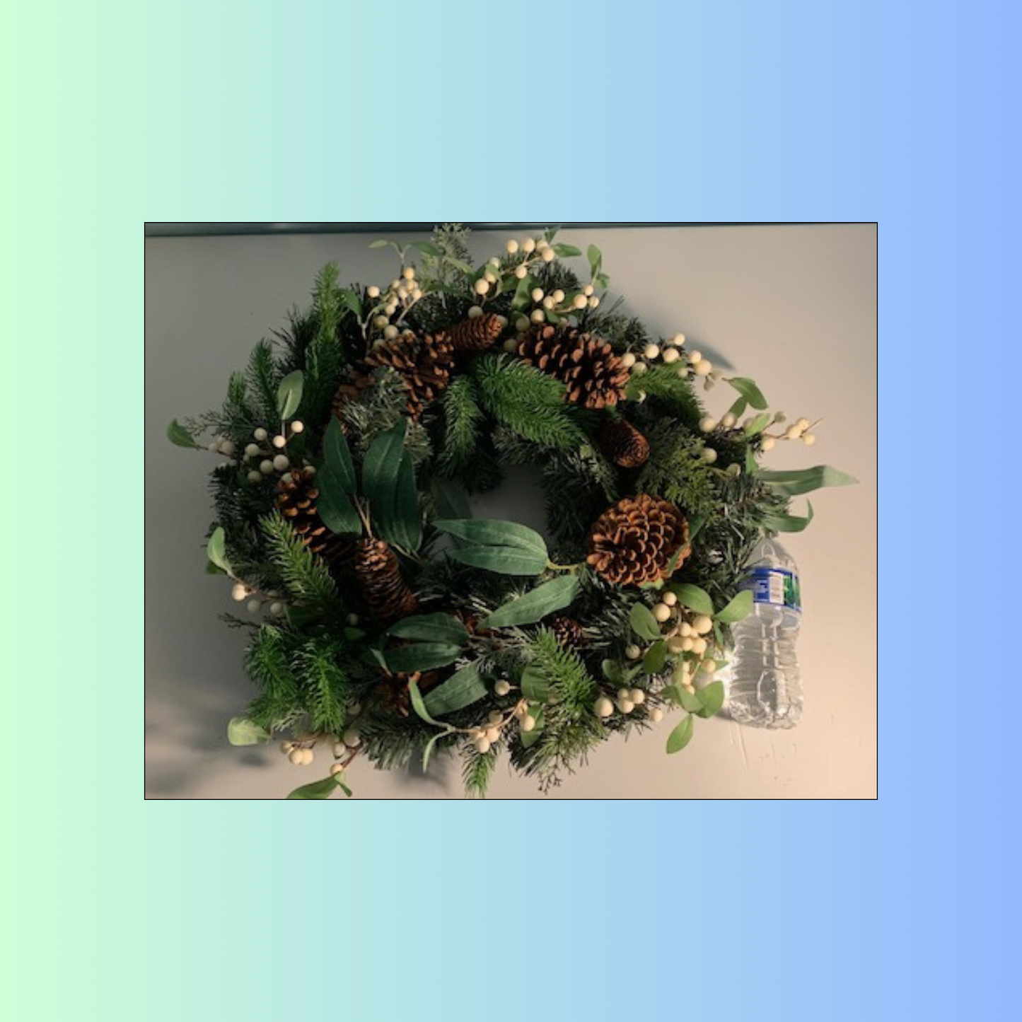 Lot 041: 24" Eucalyptus, Pinecone, Berry Light-up Artificial Wreath