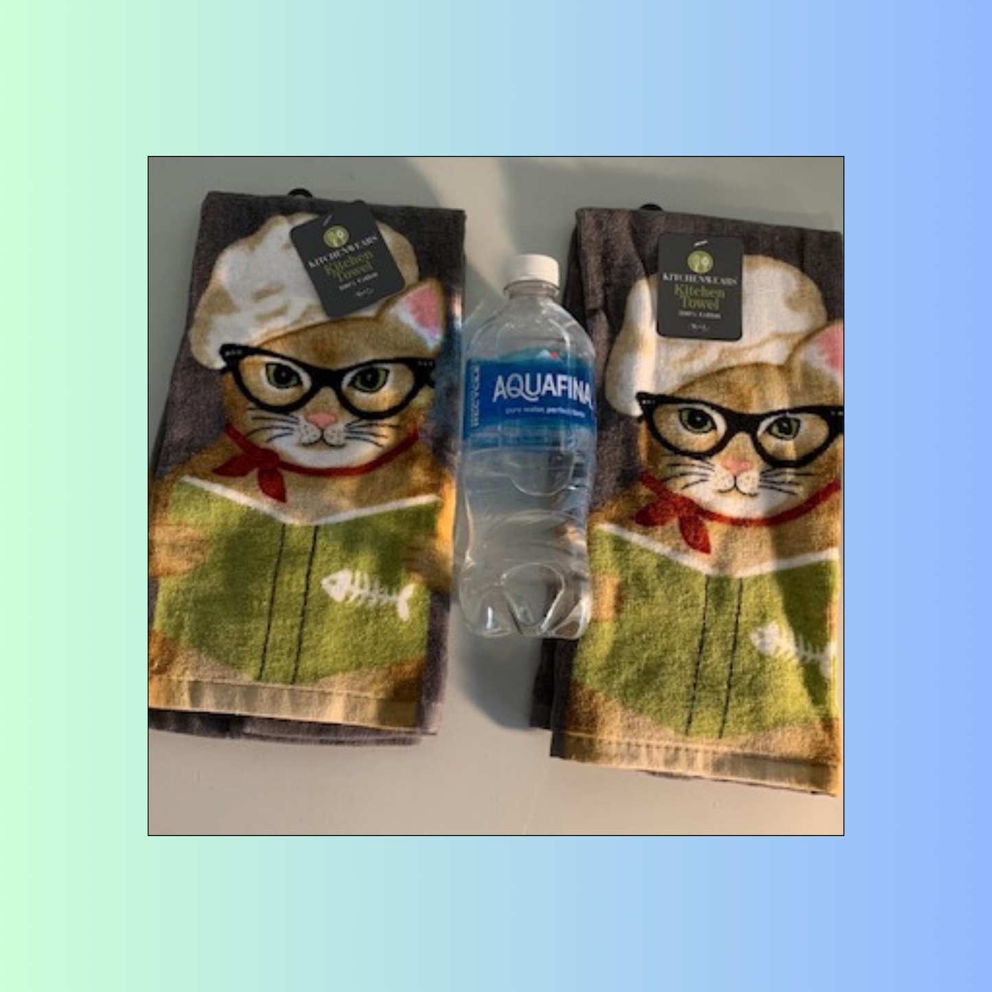 Lot 084: Bookworm Cat Towels- set of 2