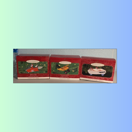 Lot 012: Plane & Boat Ornaments - set of 3