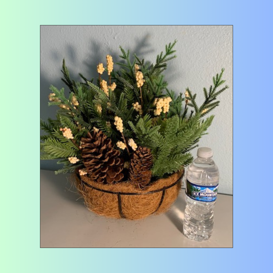 Lot 023: Artificial Pine Hanging Basket with Chains