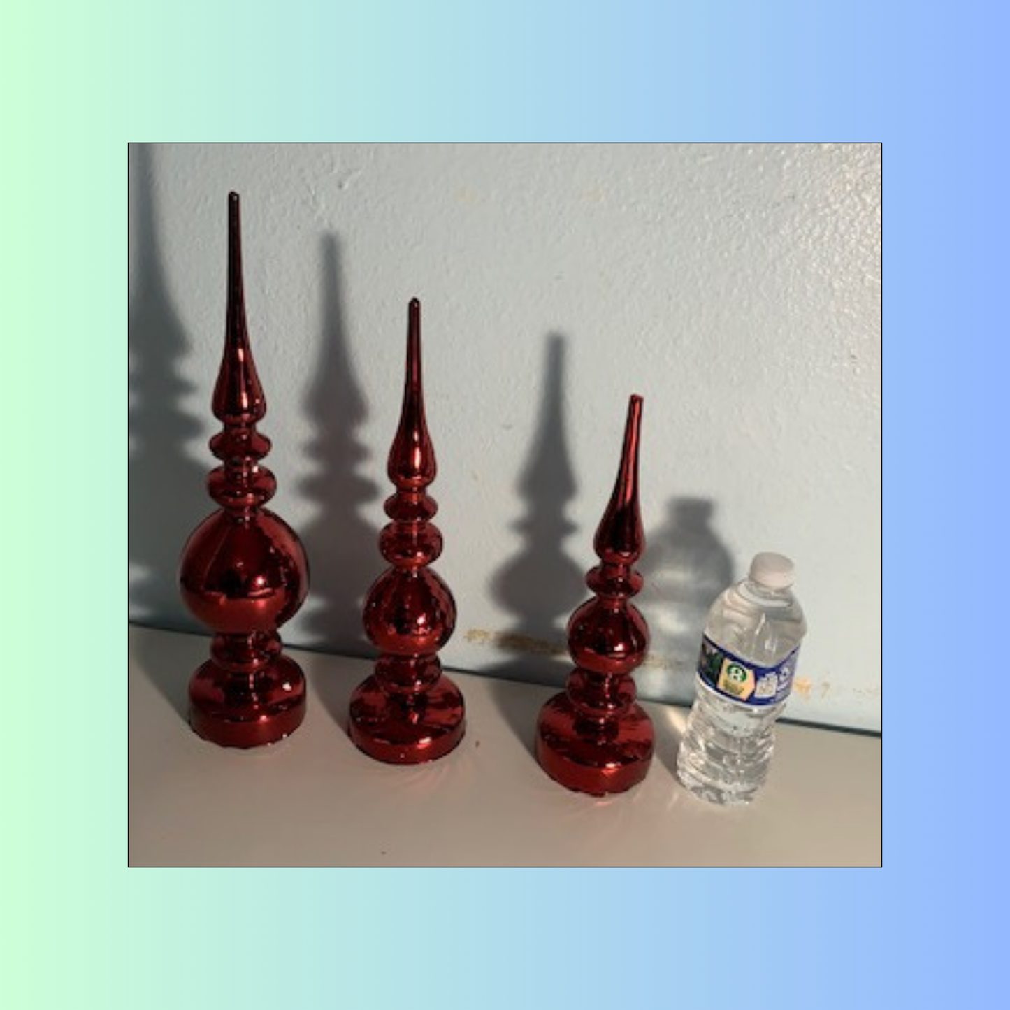 Lot 037: Red light-up Finial - set of 3