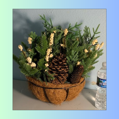 Lot 051: Faux Christmas Foliage Basket