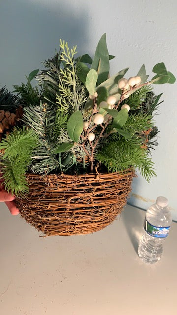 Lot 058: Hanging Christmas Foliage Basket