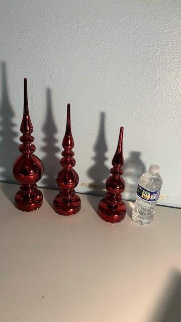 Lot 037: Red light-up Finial - set of 3