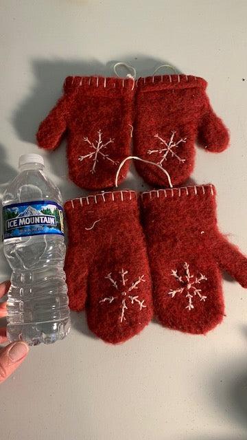 Lot 028: Yarn Mittens Christmas Decor - set of 2